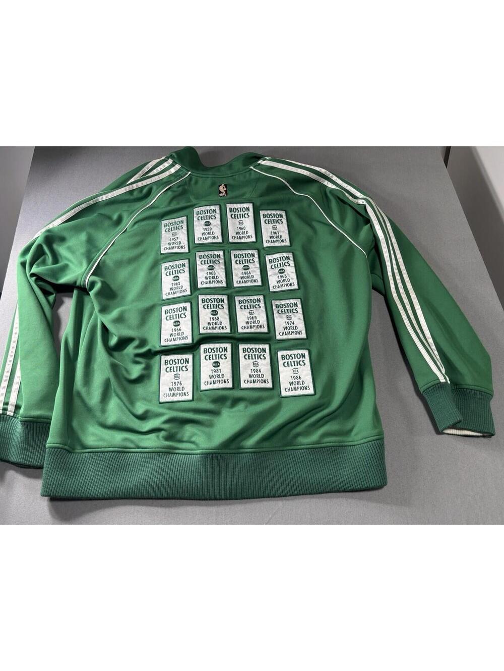 2008 Adidas Boston Celtics NBA Championship Banner Patch Zip Warmup Jacket Sz L